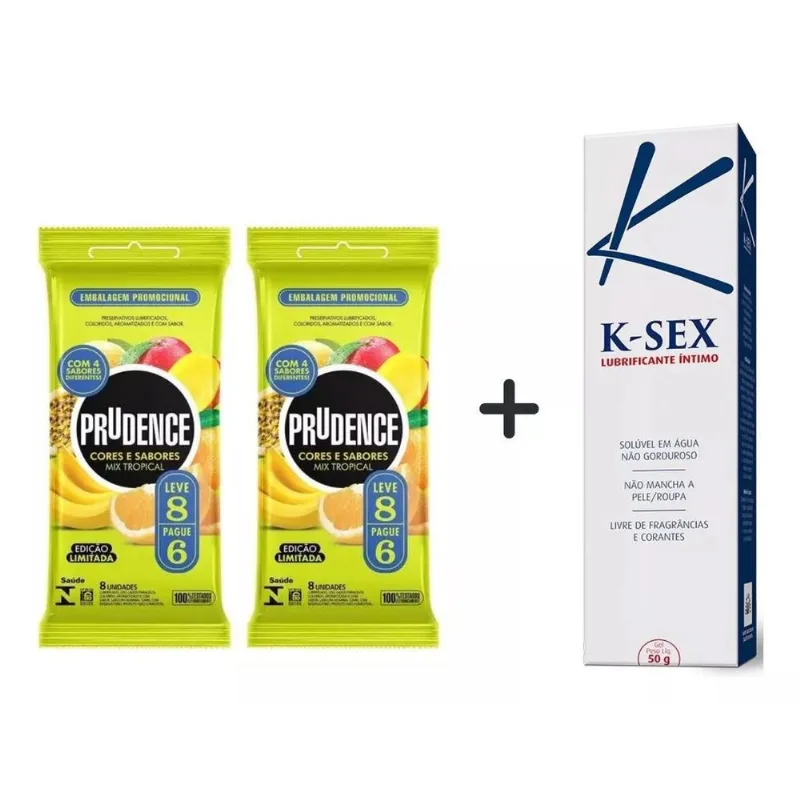 Kit 16 Preservativos Mix Tropical Camisinhas + Lubrificante