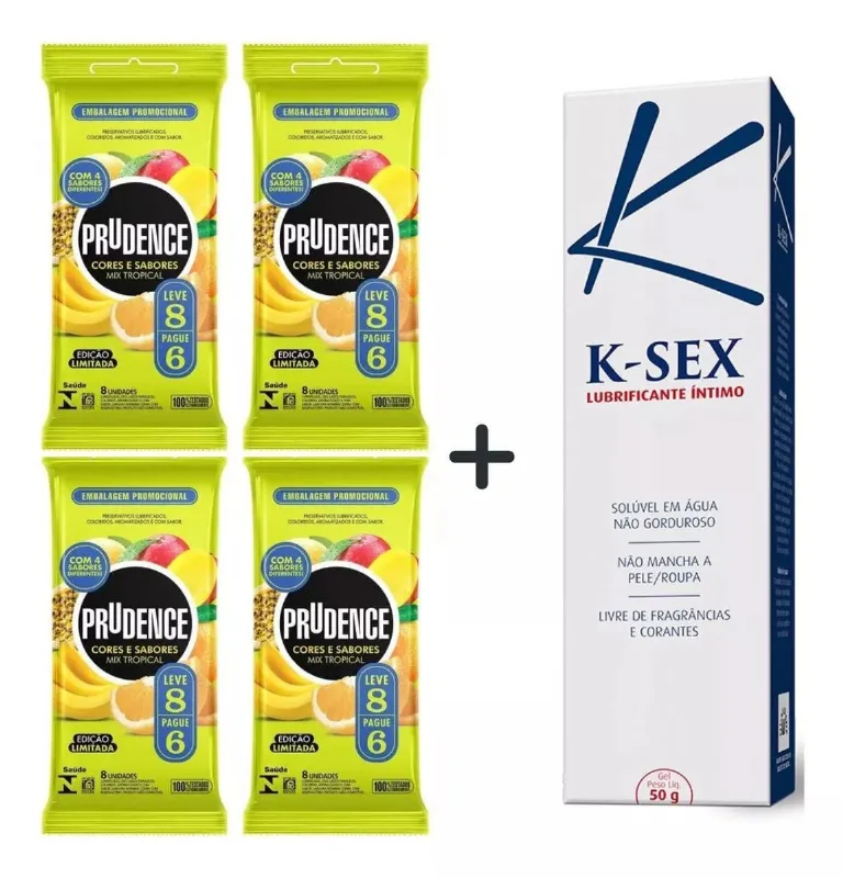 Kit 32 Preservativos Mix Tropical Camisinhas + Lubrificante
