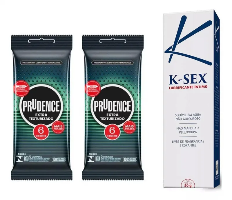 Kit 12 Preservativo Extra Texturizado + Lubrificante