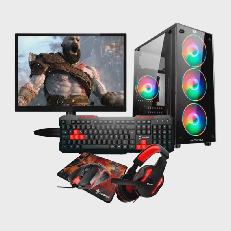 Pc Gamer Completo Intel Pentium Gold G6400 / rx 550 4GB / 8G DDR4 / HD 500GB / Monitor 17 + Kit Gamer Completo