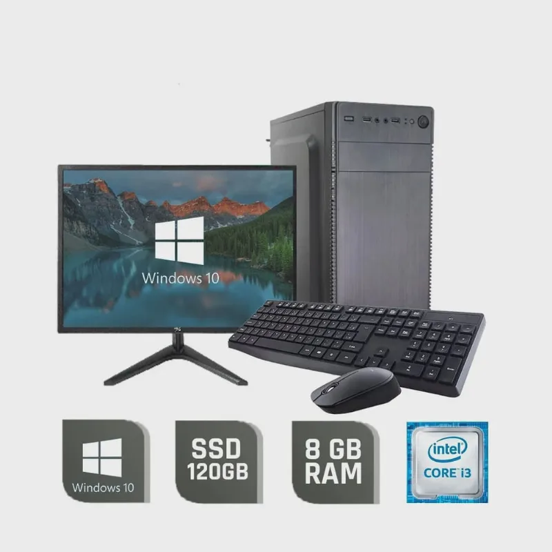 Pc Home Office Completo Intel Core i3 3.30 GHz/ Memória 8Gb DDR3 / ssd 120Gb / Monitor hdmi / Combo Teclado e Mouse