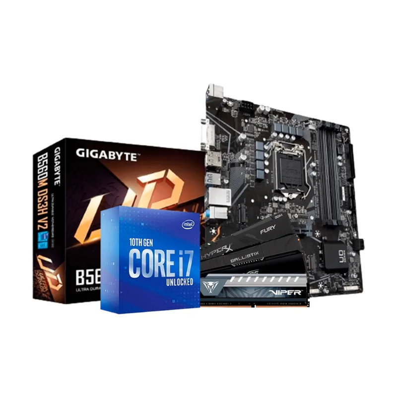 Kit Upgrade Intel Core i7 10700F / Placa Mãe Gigabyte H560M DS3H DDR4 / Memoria Ram 16GB (2X8GB) DDR4 2666mhz