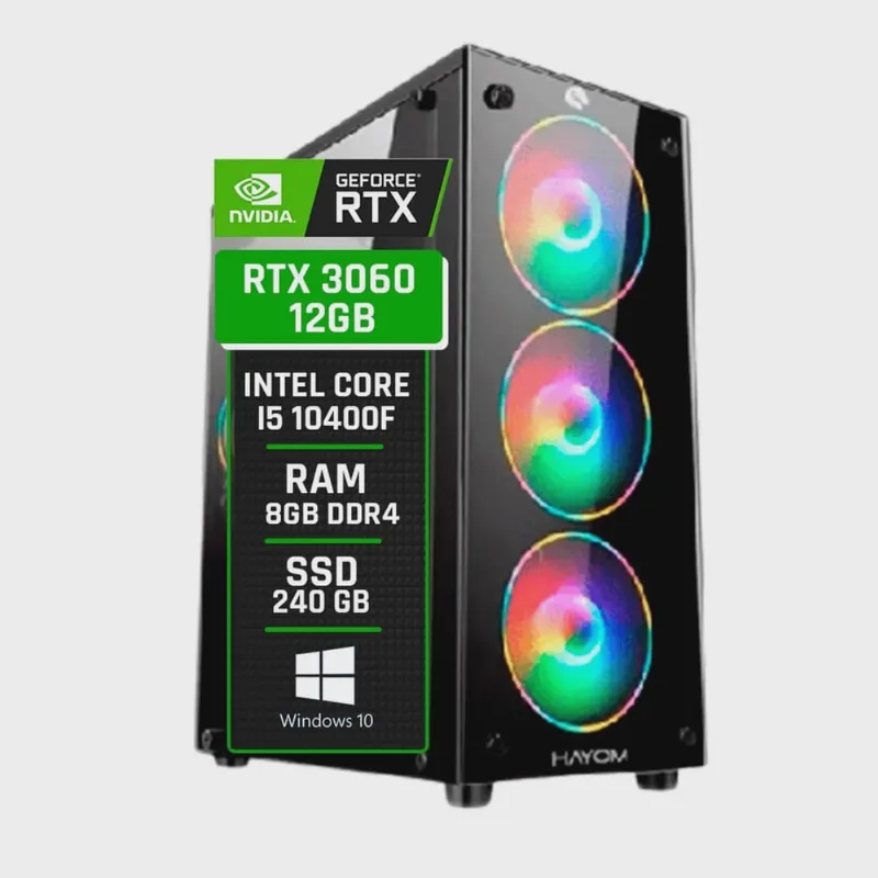 Pc Gamer Intel Core i5 10400F / GeForce rtx 3060 12GB / Memória 8GB DDR4 / ssd 240GB