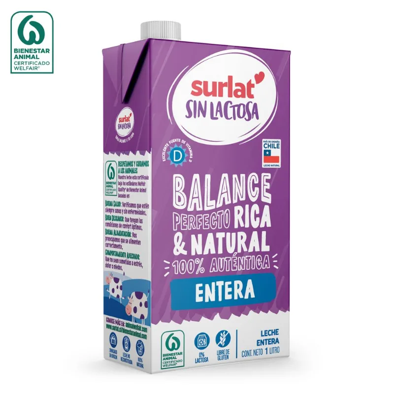 Leche Surlat Entera Sin Lactosa 1 L