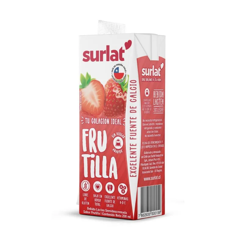 Bebida Láctea Surlat Semidescremada Sabor Frutilla 200 ml