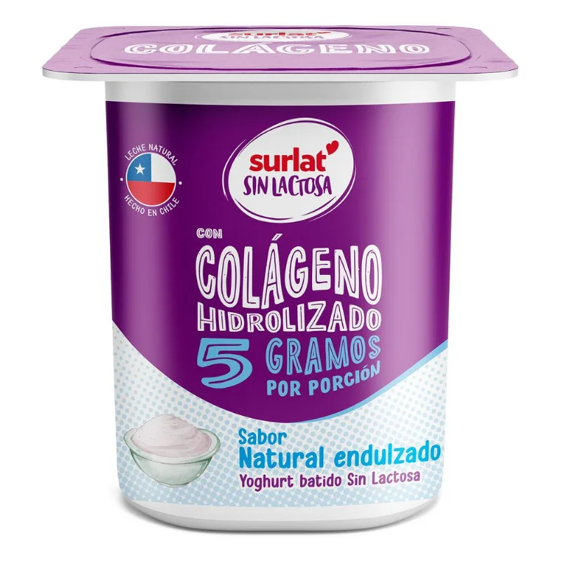 Yogurt Surlat Sin Lactosa Colágeno Hidrolizado Natural 125 g