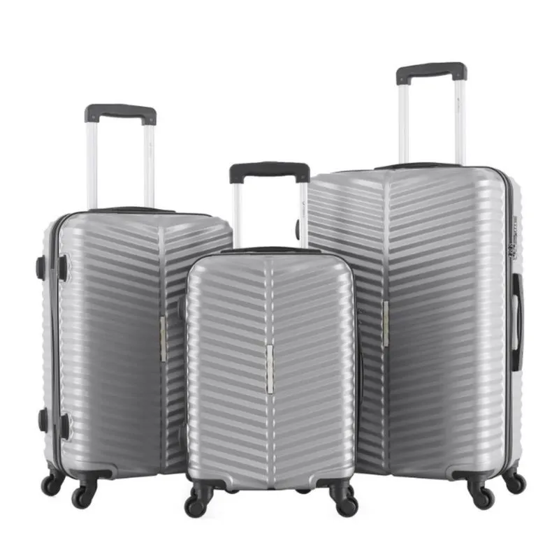 Conjunto 3 Malas Viagem Tamanho P M G Abs Cor Cinza Prateado