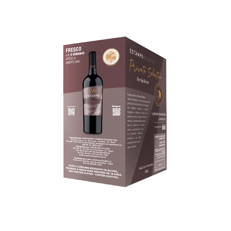 Vinho Tinto Chileno Estampa Reserva Blend bag in box 3L