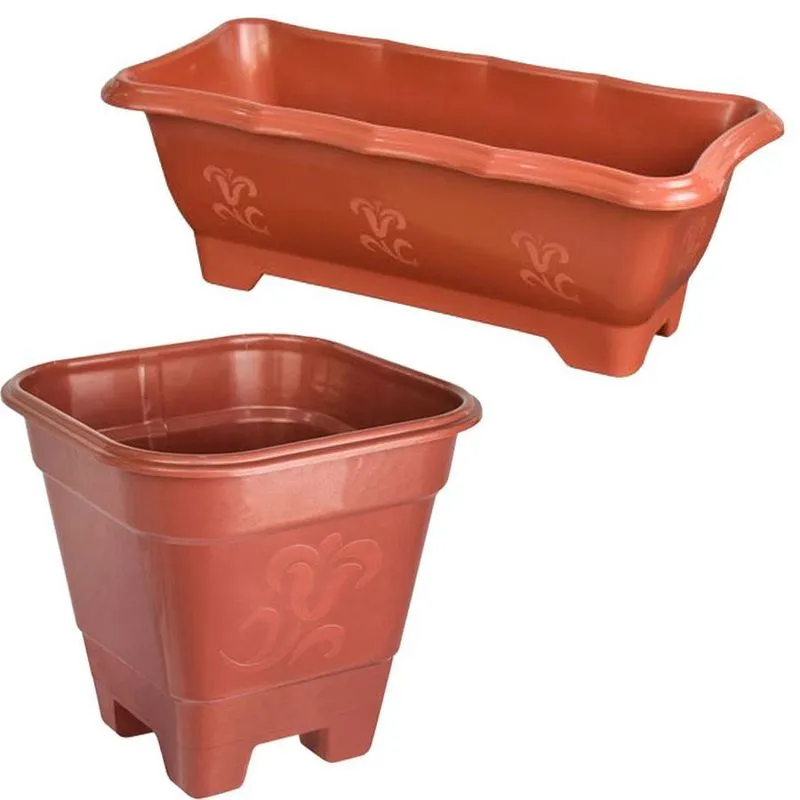 Vaso Quadrado Médio Marrom E Vaso Jardineira Para Pimenta M