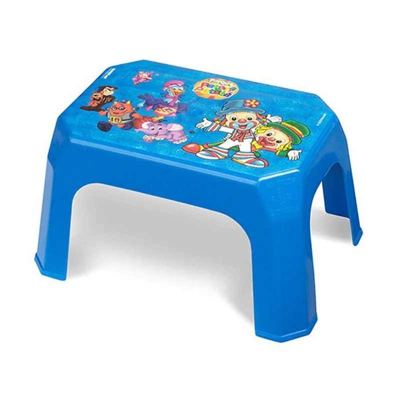 Banqueta Plástica Infantil Banco Criança Patati Patata Azul