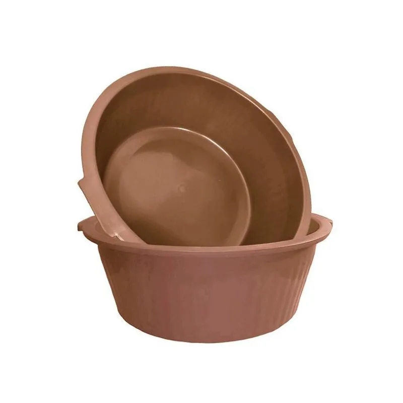 Conjunto 2 Bacia Plástica Açougue Buffet 32 Litros Marrom