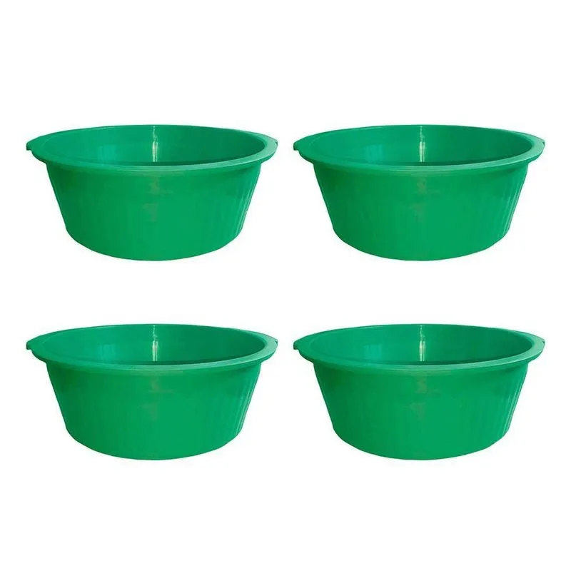 Conjunto 4 Bacia Plástica Açougue Buffet 32 Litros Verde