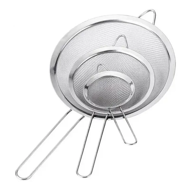 Conjunto 3 Peneiras Cozinha Aço Inox Luxo Tamanhos P M G
