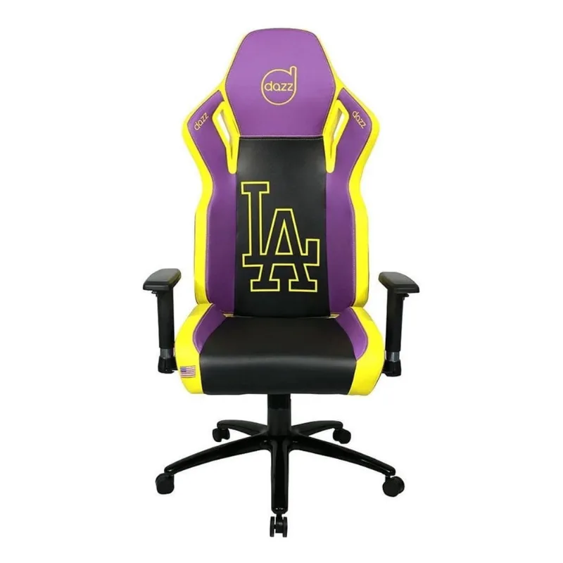Cadeira Gamer Los Angeles Roxo E Amarelo Até 100kg Dazz
