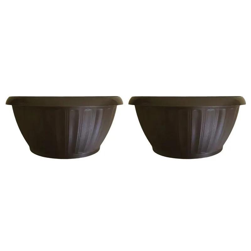 2 Vasos De Plantas Plástico De Parede Decorativo 1,6l Marrom