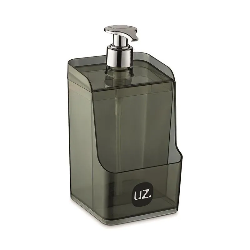 Porta Detergente 500ml Dispenser Com Porta Bucha Slim Preto