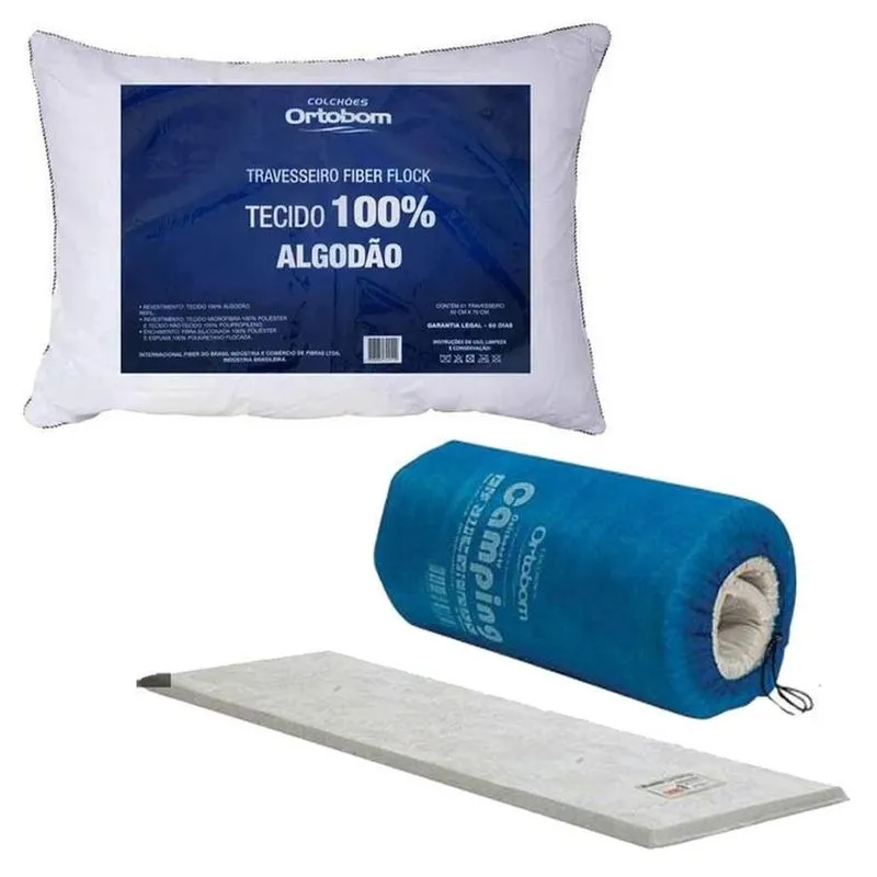 Colchonete Ortobom Camping Solteiro +travesseiro Fiber Flock
