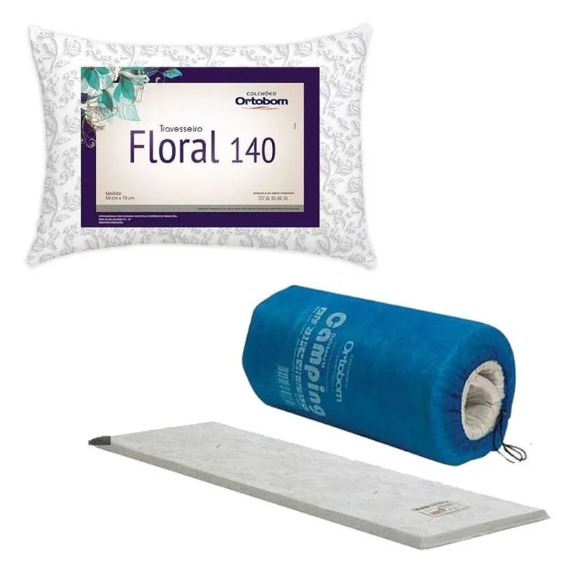 Colchonete Solteiro + Travesseiro Floral 140 Fios Ortobom