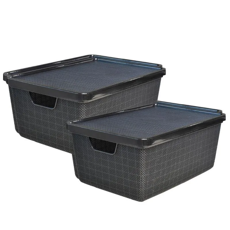 2 Caixas Organizadoras 16 Litros Preta Para Brinquedos Preta