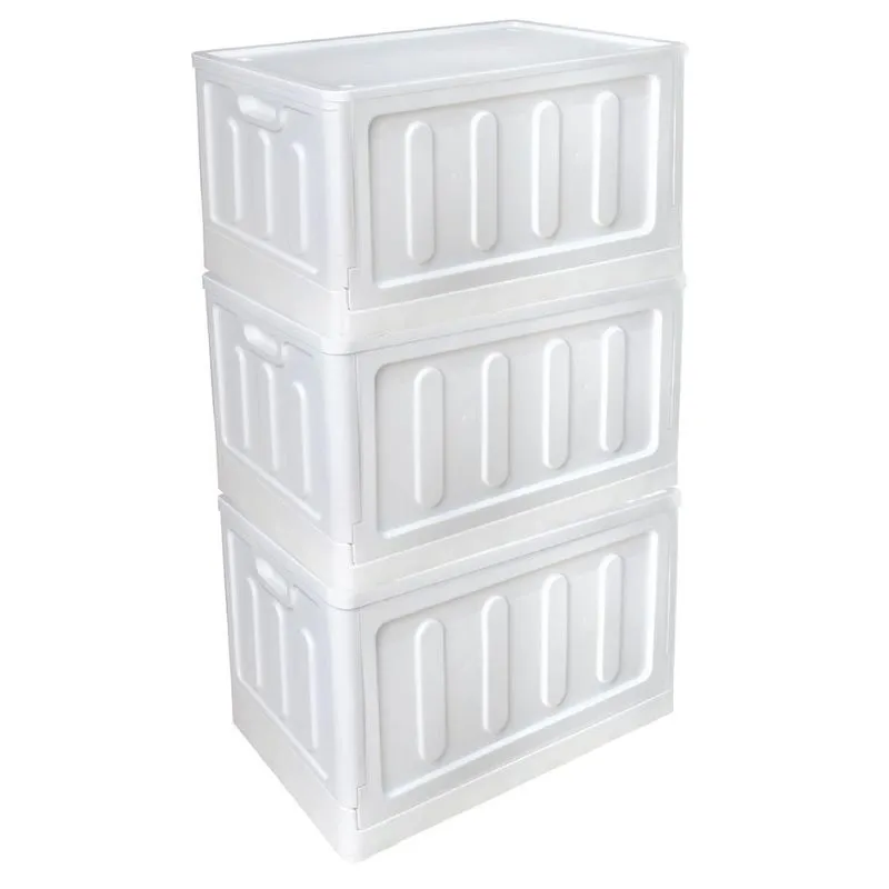 3 Organizador De Banheiro Desmontável Empilhável 75l Branco