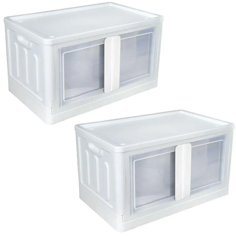 2 Organizador Desmontável Empilhável Porta Dupla 75L Branco