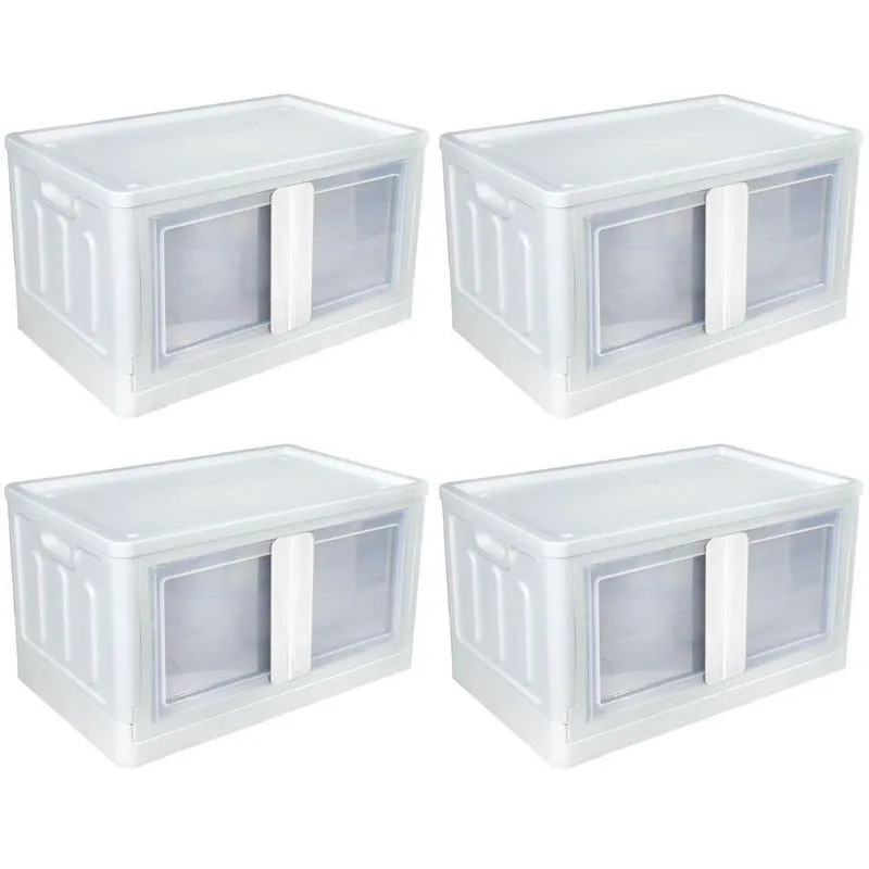 Kit 4 Organizadores Dobrável Porta Dupla 75 Litros Branco