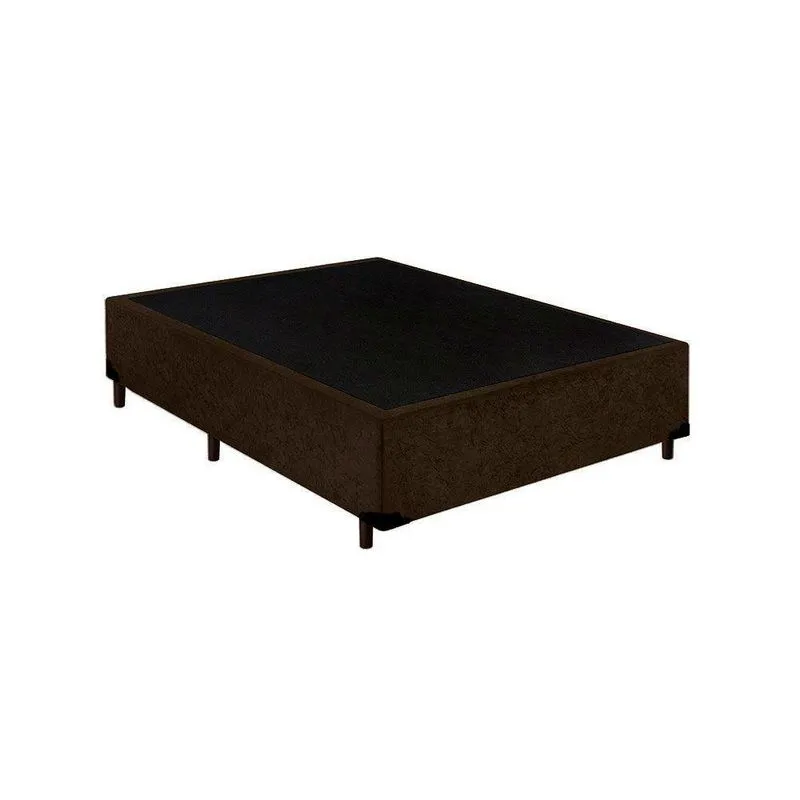Cama Box Casal Suede Extremo Reforçado King Design Marrom 138x188x40