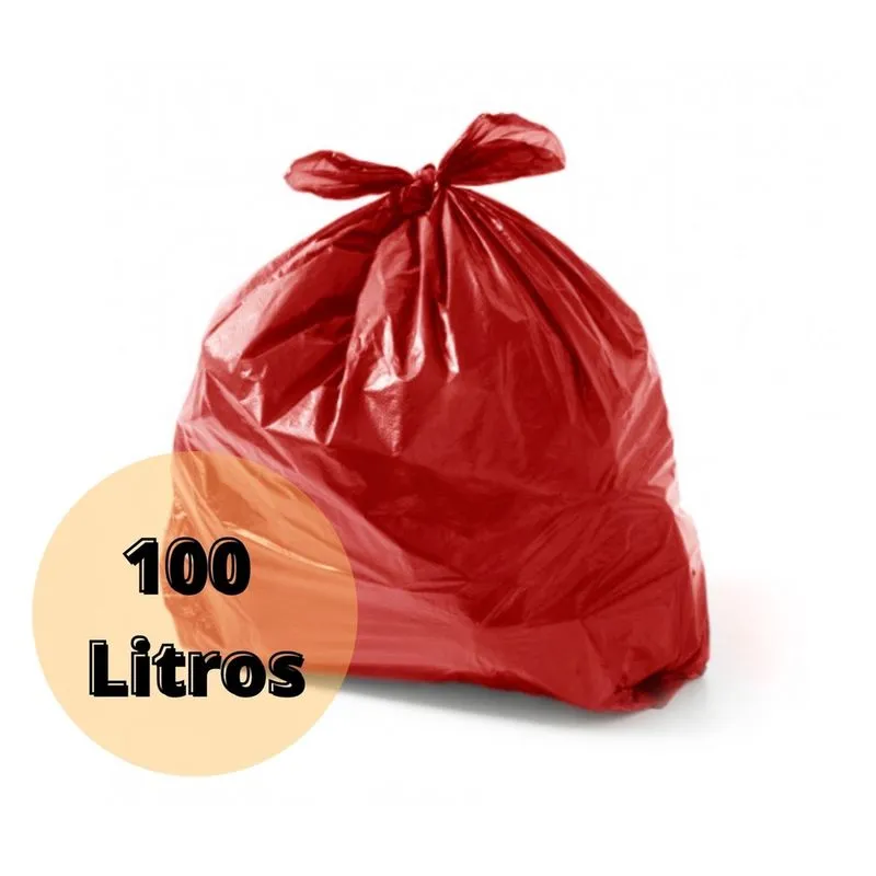 Saco de lixo 100 Litros vermelho c/100 unidades