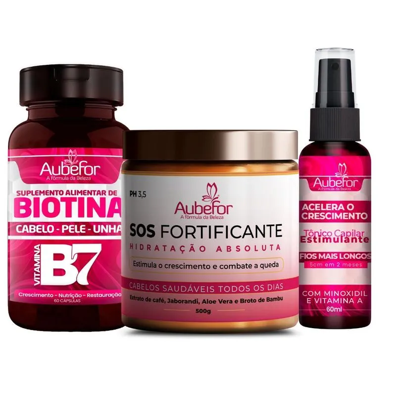 Aubefor Kit Crescimento Acelerado Biotina Tônico E Máscara