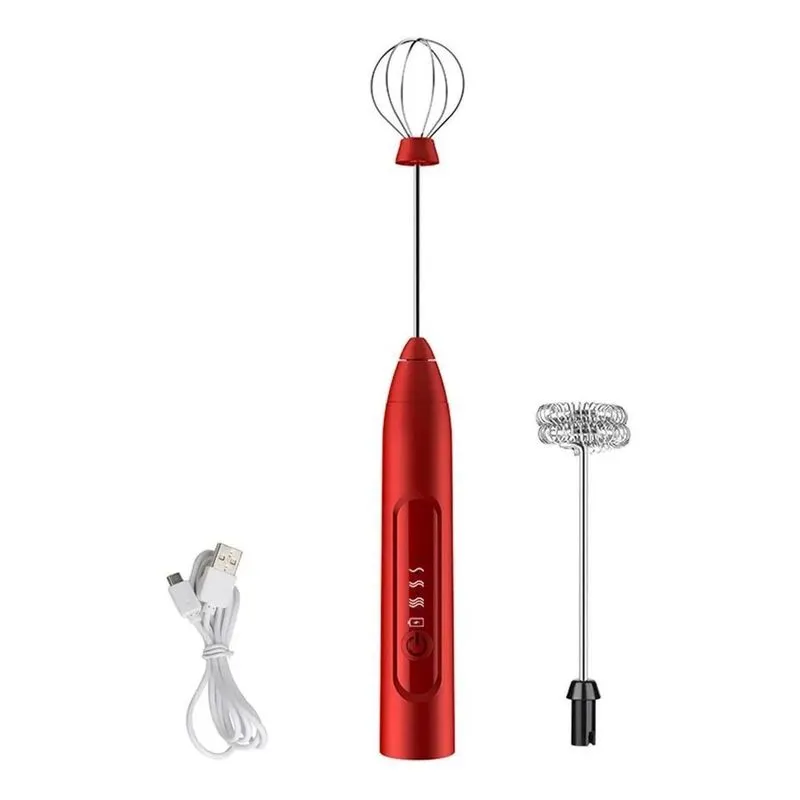 Misturador Bebidas Ovos Portátil Com Bateria Mixer Vermelho