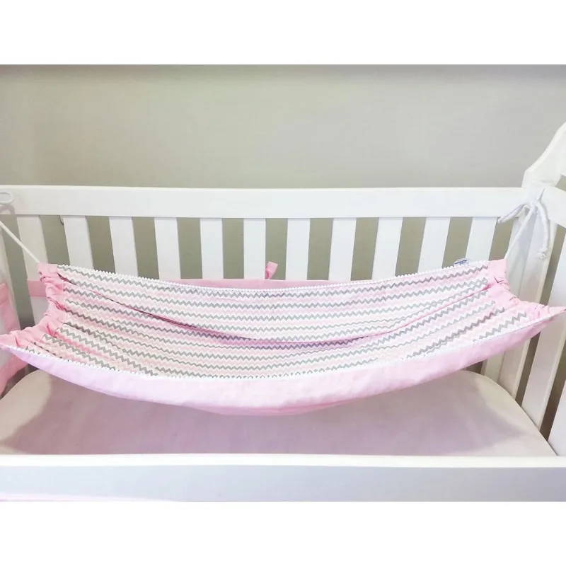 Rede De Berço Bebê Infantil Menina Chevron Rosa Cinza
