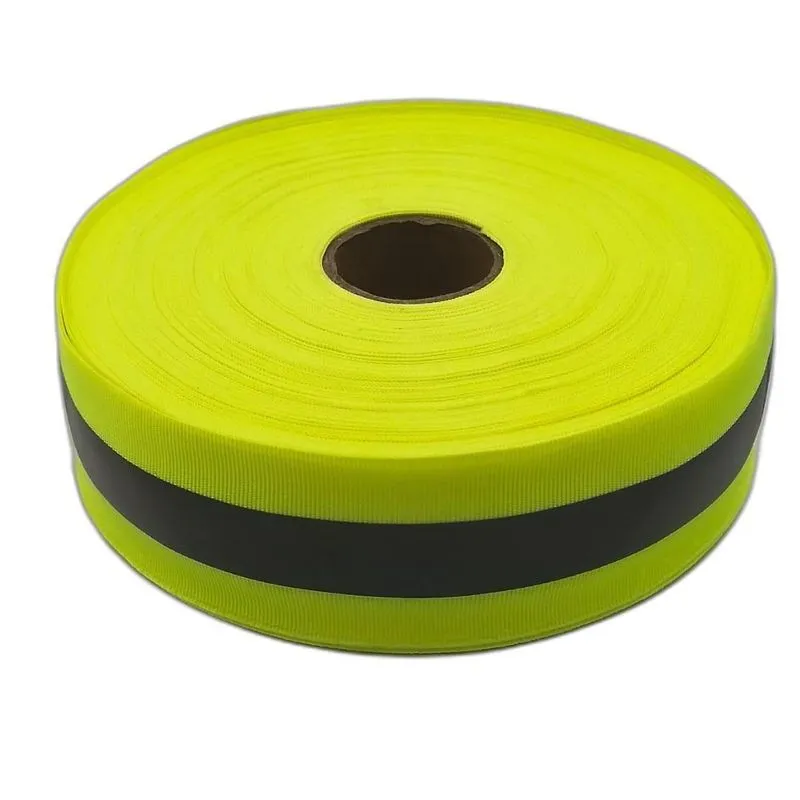 Fita De Gorgurão Com Faixa Refletiva 50mm Amarelo