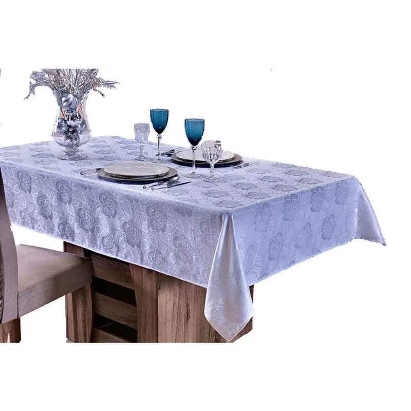 Toalha Mesa Posta 10 Cadeiras Jacquard Lisa 3,00M X 1,40M