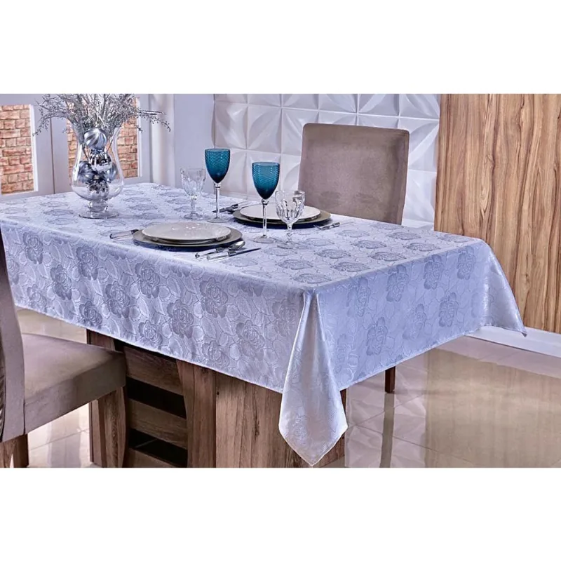 Toalha Mesa 4 Lugares Sala Jantar Jacquard Lisa 1,50M X
