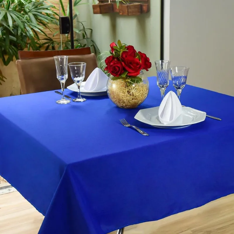 Toalha Mesa 12 Lugares Jantar Oxford Lisa 3,50M Azul Royal
