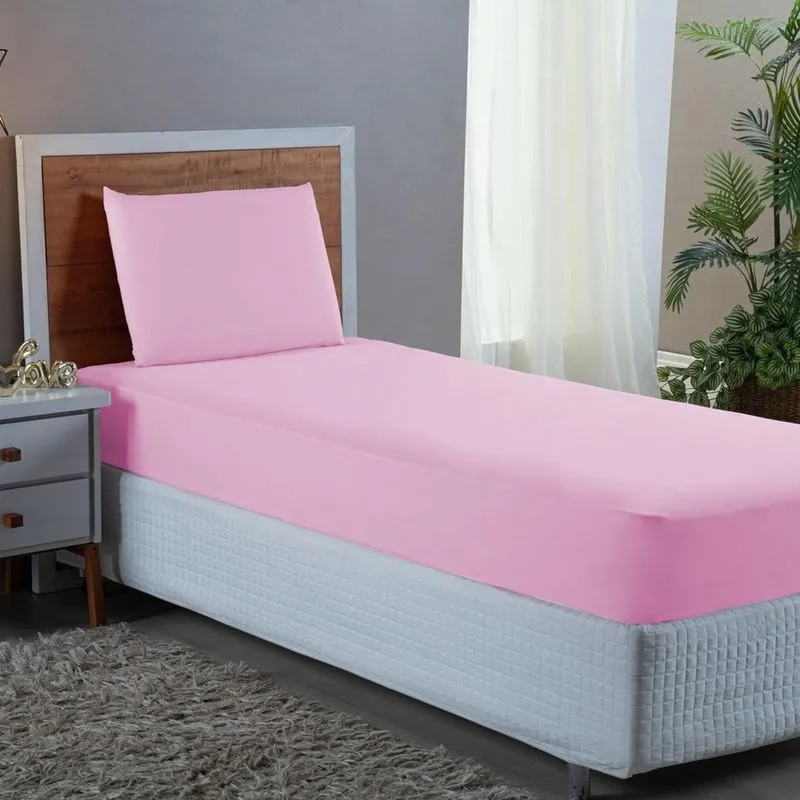 Roupa de Cama Solteiro 2 pç Percal Microfibra 400 Fios Rosa