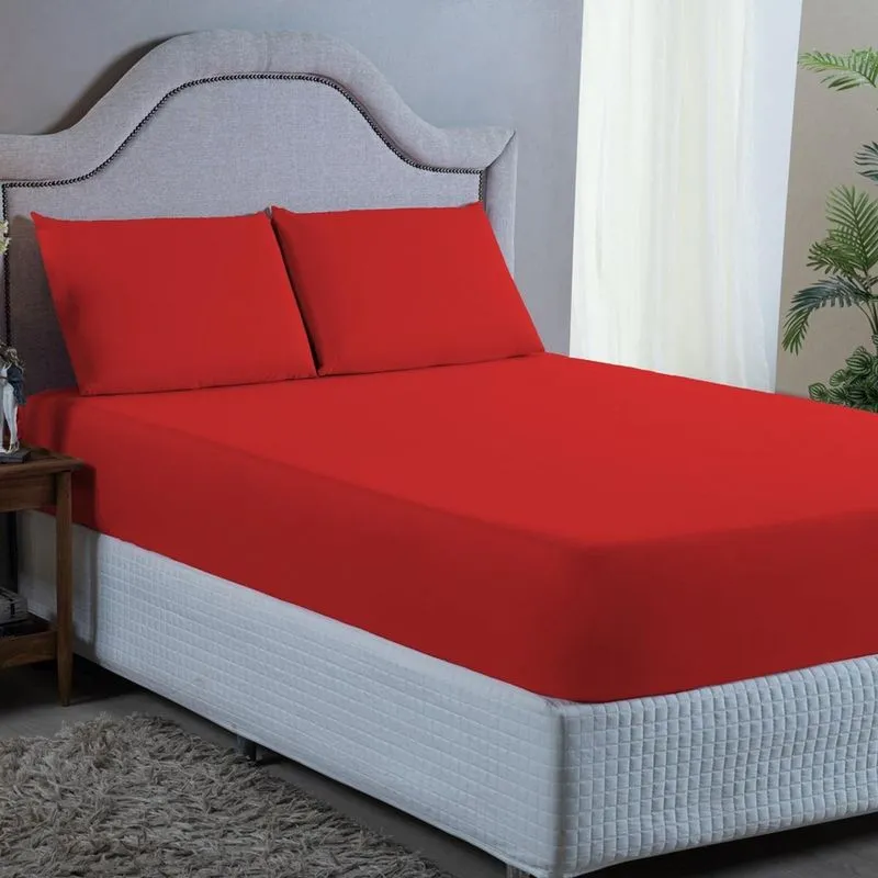 Roupa de Cama Casal 3 pç Premium 400 Fios Vermelha