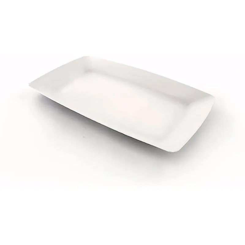 Kit 20 Prato Branco Retangular Bandeja Plastico Pastelaria