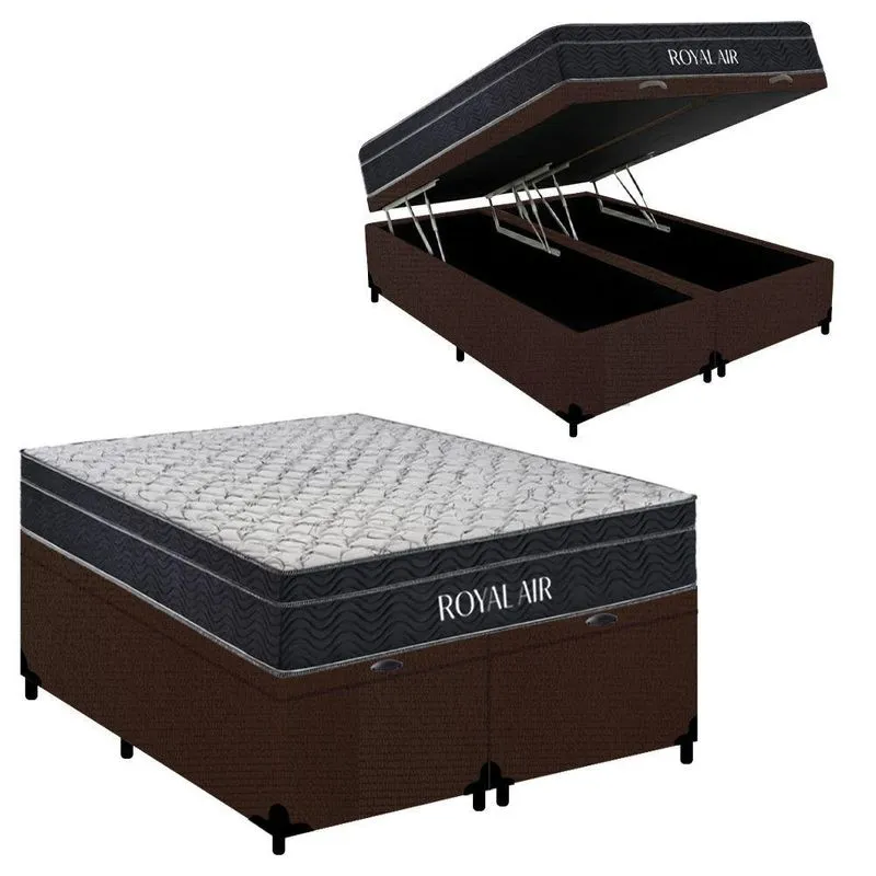 Cama Box Baú Queen Royal Air Pillow Top Molas Ensacadas Suede Grafite Royal