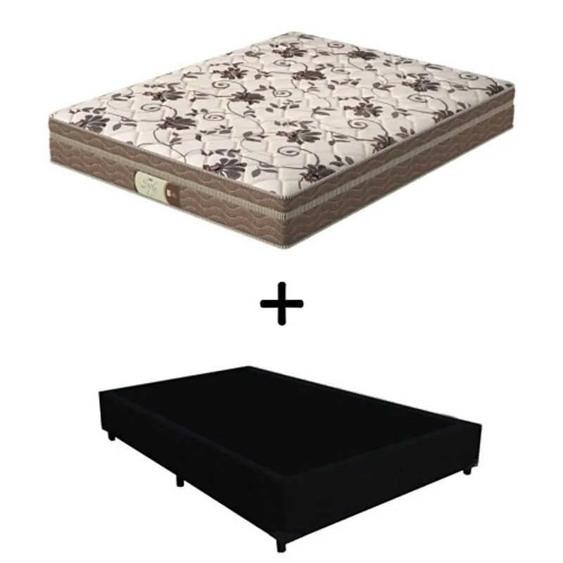 Cama Box Queen + Colchão Mola Ensacada Probel Style Pillow Euro Queen (158x198x25cm) H1