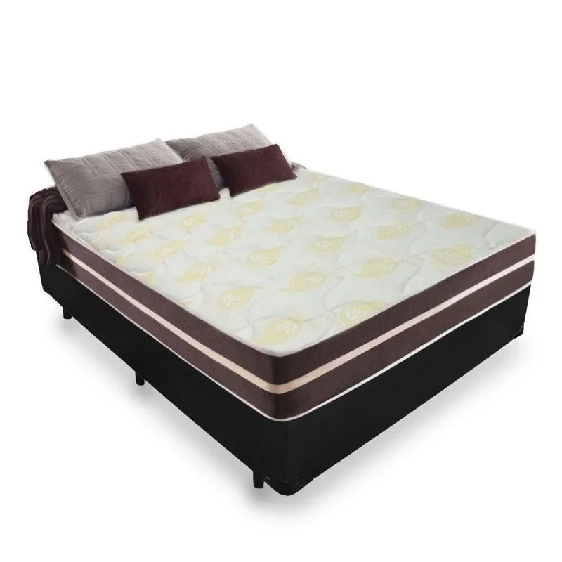 Cama Box Queen + Colchão de Molas Ensacadas Classic Brow Firme para 120 kilos 158x198x60 cm