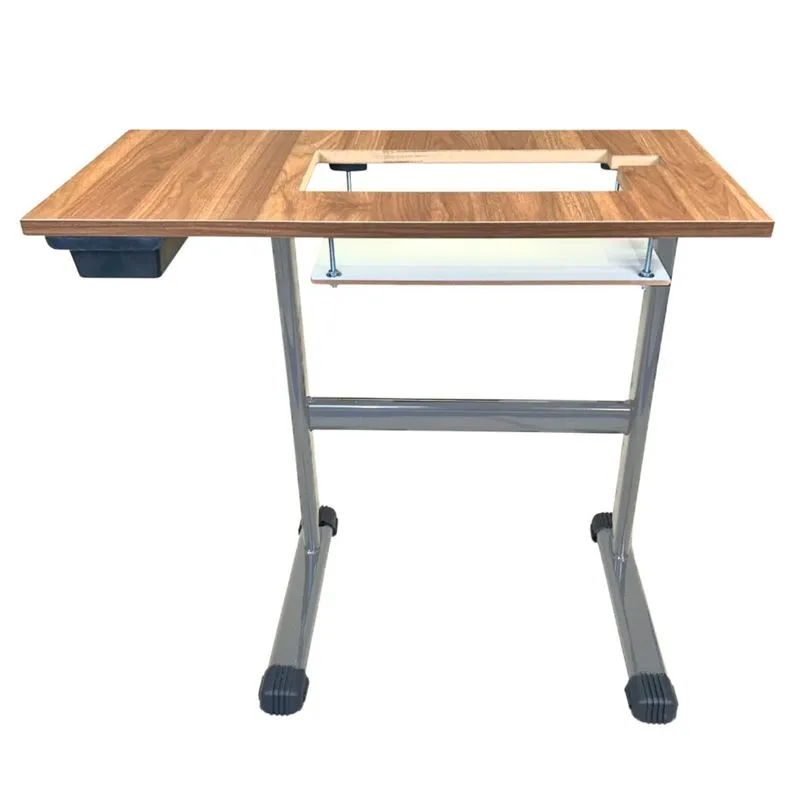 Mesa Slim Castanho C/pé Prata Para Singer Facilita Pro 4411