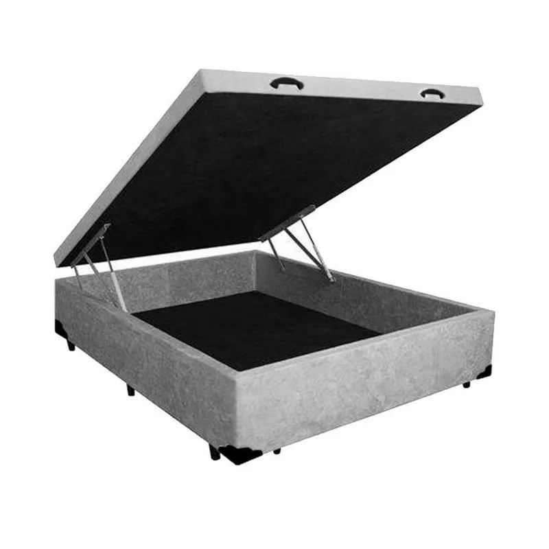 Cama Box Baú Casal Principe Das Camas Suede Cinza 138x188x41