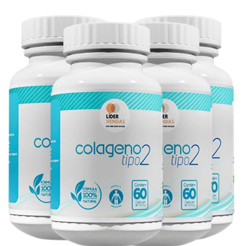 Combo 4 Colágeno Tipo 2 Natural 60 Cáps 500mg Articulações