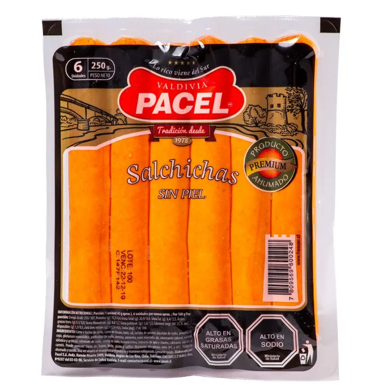 Salchichas Pacel con Piel 250 g