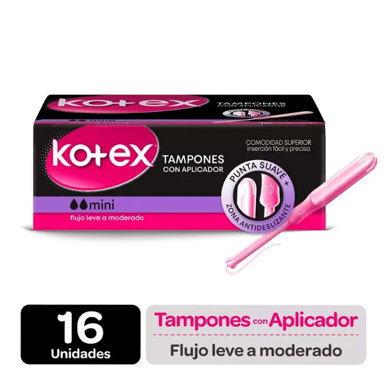 Tampones Kotex Evolution Regular con Aplicador 16 un.
