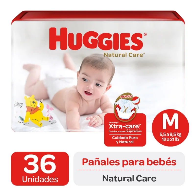 Pañales Huggies Natural Care Talla m 36 un.