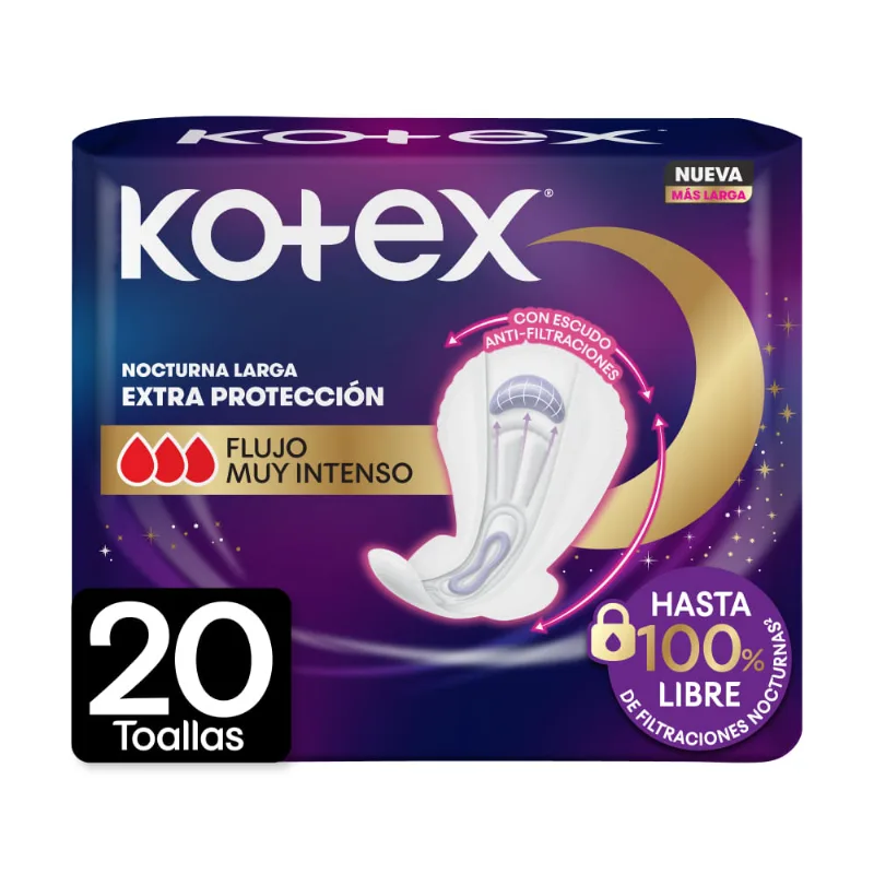 Toallas Femeninas Kotex Nocturna Larga x 20 un