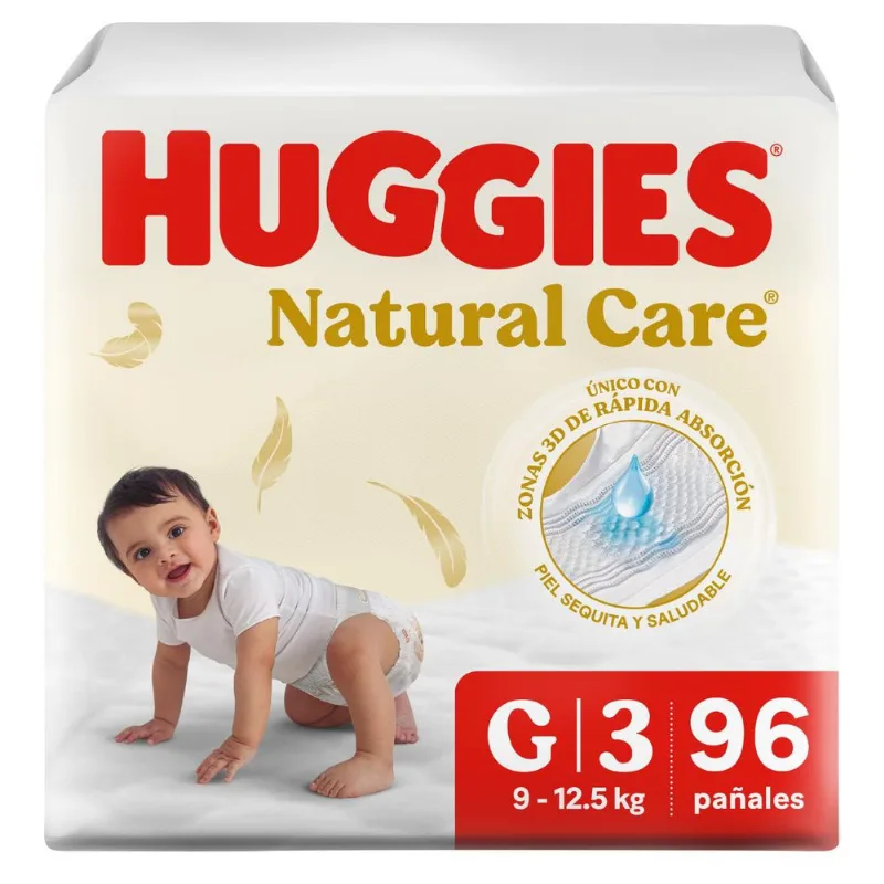 Pañales Huggies Natural Care Talla G 96 un.
