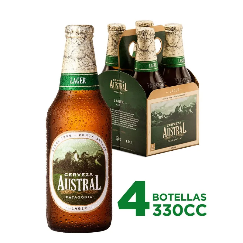 Pack 4 un. Cerveza Austral Lager 4.6° 330 cc